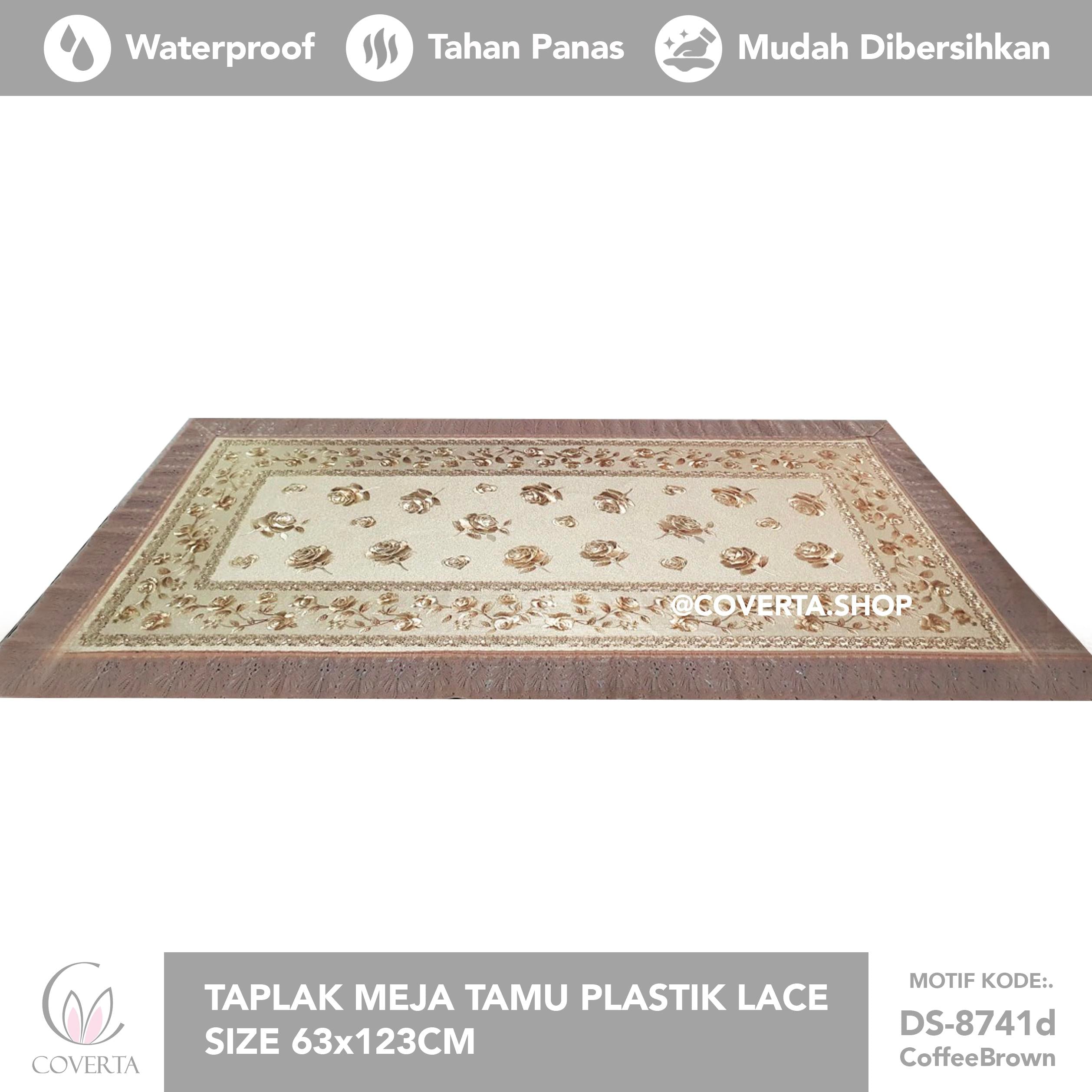 Taplak Meja Tamu Plastik Lace Waterproof Gold