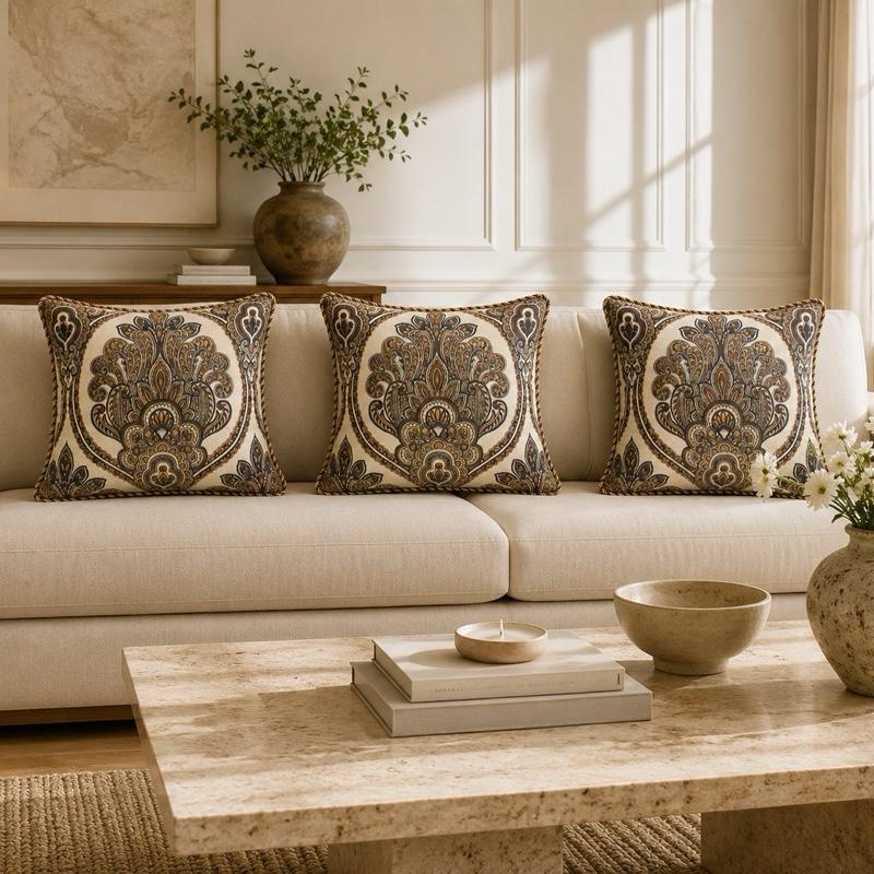 Sarung Bantal Sofa Hurrem | Cushion Cover Premium Klasik Elegan 45x45 cm