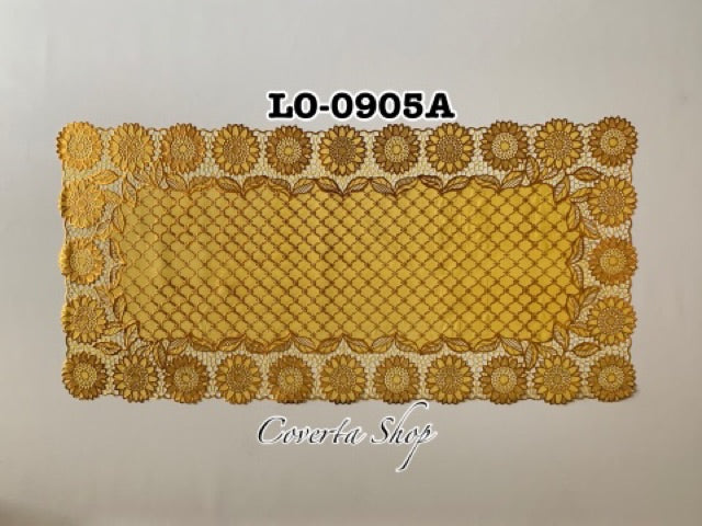 Taplak Meja Tamu Segi Panjang Plastik Gold 40x85cm