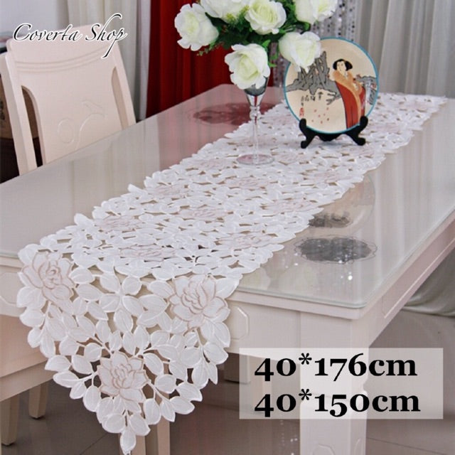 Table Runner Bordir - Taplak Meja Panjang Putih
