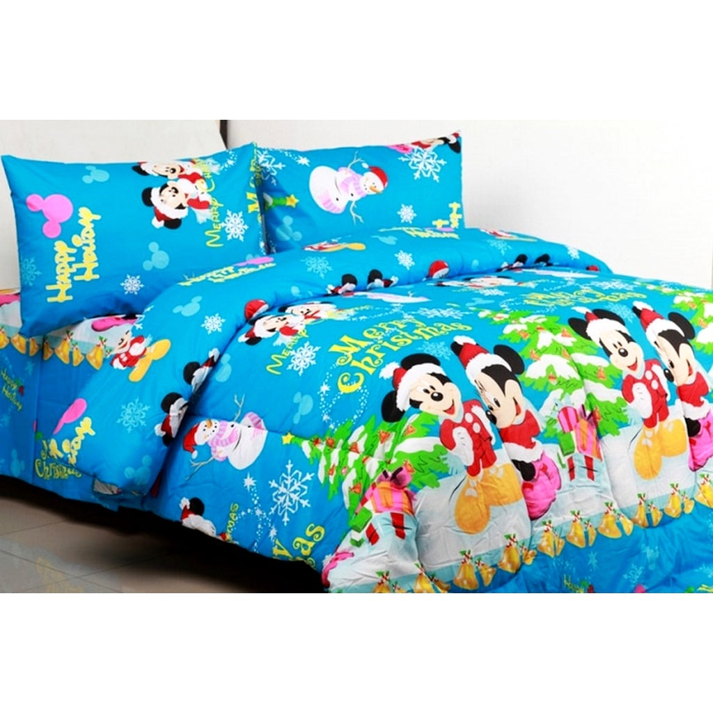 Bed Cover Set Katun MOTIF CHRISTMAS NATAL MICKEY King Size