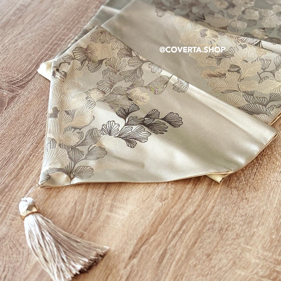 Table Runner Ginkgo - Taplak Meja Makan Estetik Motif Ginkgo | Alas Meja Tamu Minimalis