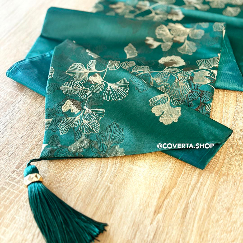 Table Runner Ginkgo - Taplak Meja Makan Estetik Motif Ginkgo | Alas Meja Tamu Minimalis