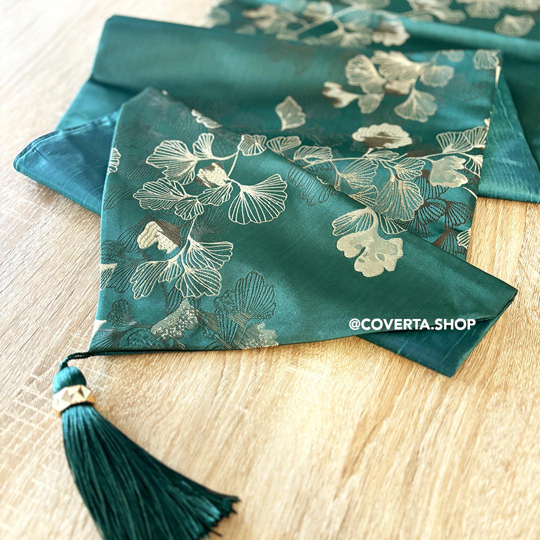 Table Runner Ginkgo - Taplak Meja Makan Estetik Motif Ginkgo | Alas Meja Tamu Minimalis