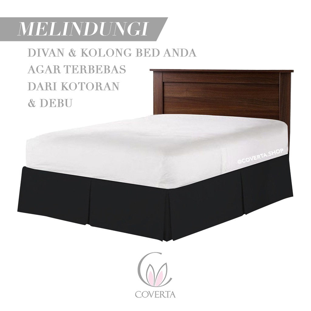 Bed Skirt Rumbai Tempat Tidur Bahan Katun Polos | Bed Skirt Polos | Bed Skirt Rok Dipan 160/180/200x200x30cm