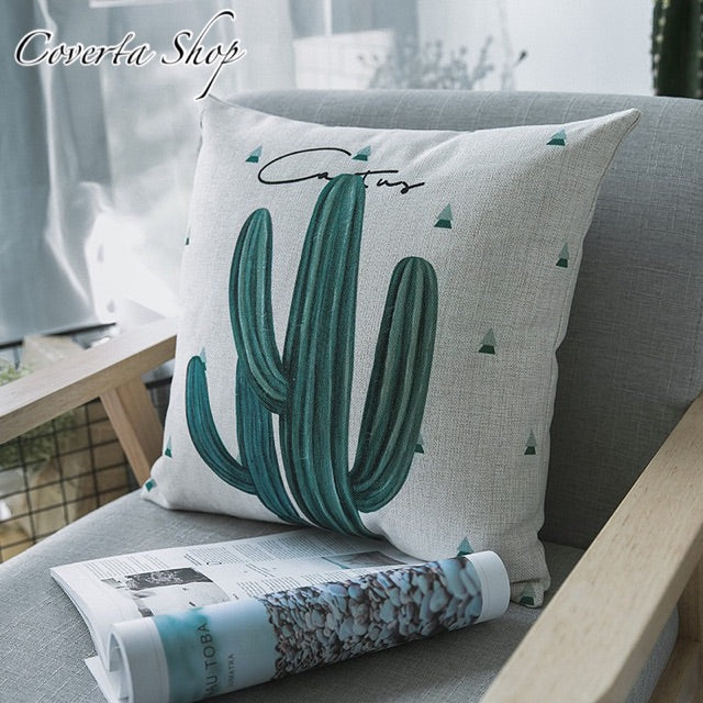 Sarung Bantal Kursi Sofa Hijau - Monstera 45x45cm