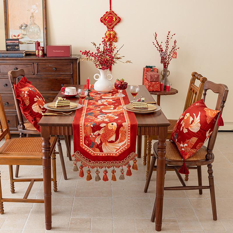 Taplak Meja Imlek Premium Table Runner Series Motif Estetik Dekorasi Rumah Material Premium Tebal Awet Cocok untuk Meja Panjang Makan Tamu