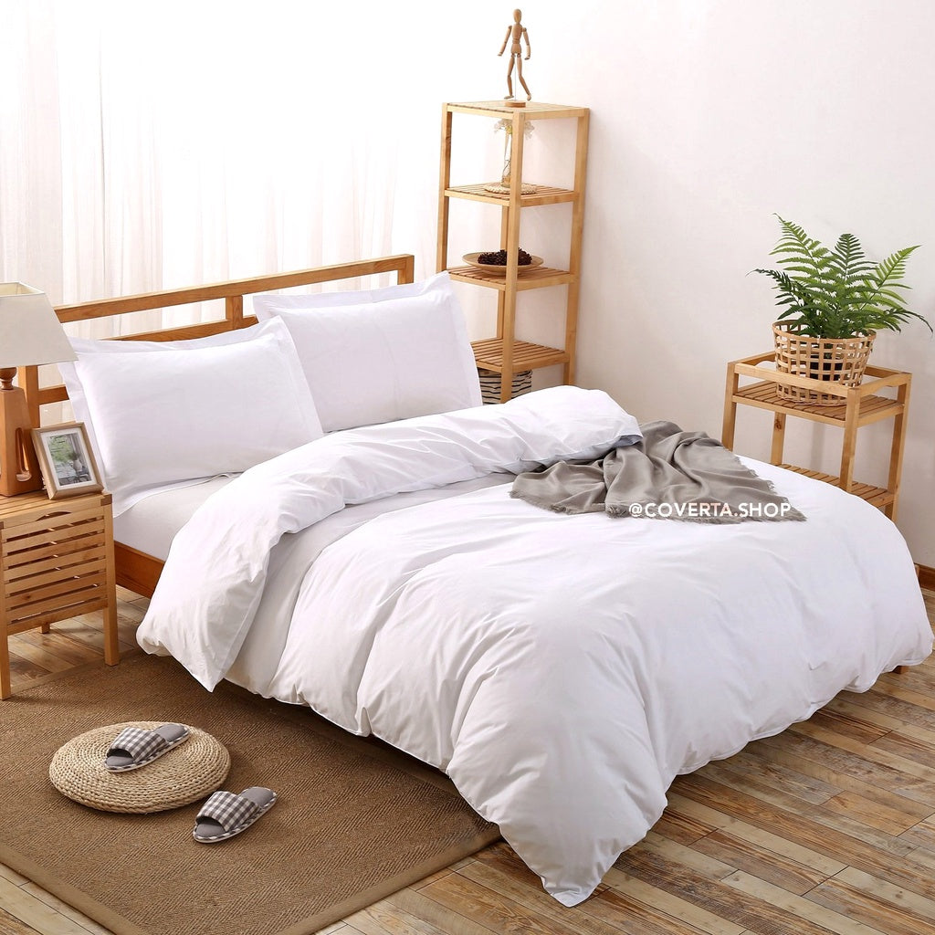 Duvet Hotel Set dan Sprei Hotel Katun Putih - 160x200 / 180x200 / 200x200