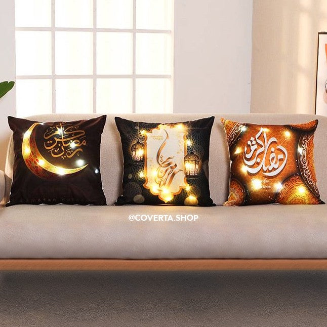 Sarung Bantal Sofa Lebaran / Idul Fitri / Ramadhan dengan Lampu LED - 45x45cm