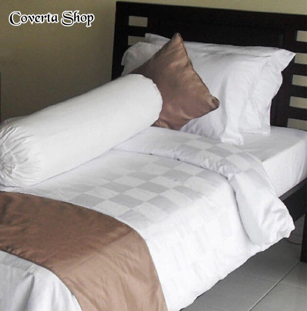 Sprei Single Bed | Seprei Katun Hotel Putih Polos Salur | Seprai Aesthetic 90/100/120x200x30cm