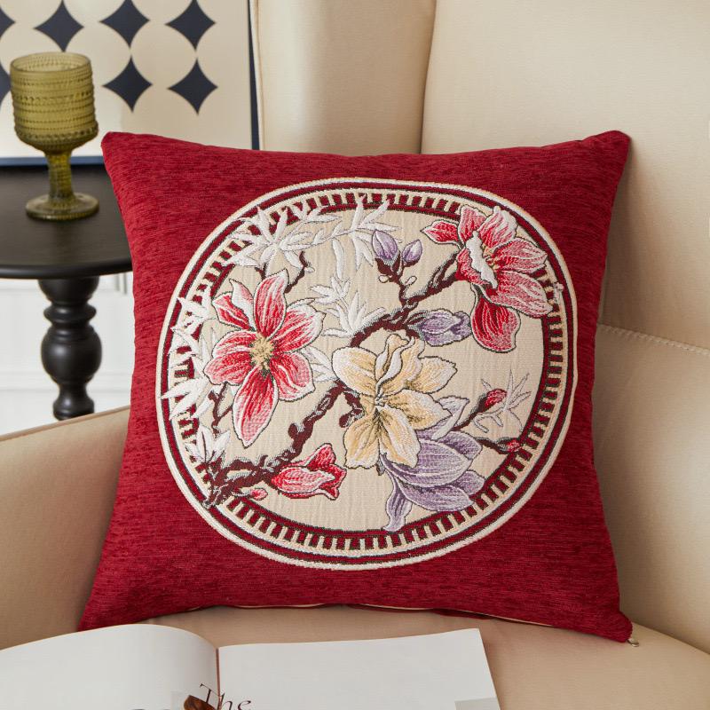 Sarung Bantal Kursi Sofa Coverta Belgi Classic Flower 45x45cm dengan Motif Bunga yang Halus dan Detail Bordiran Menawan - Dekorasi