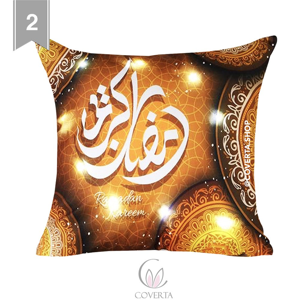 Sarung Bantal Sofa Lebaran / Idul Fitri / Ramadhan dengan Lampu LED - 45x45cm