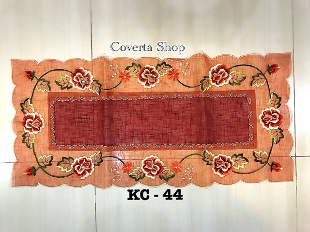 Taplak Meja Tamu Kaca Bordir 40x90cm