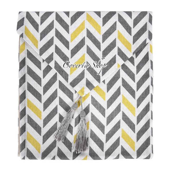 Table Runner - Bed Runner - Taplak Meja Tamu Yellow Gray Arrow 32x180cm