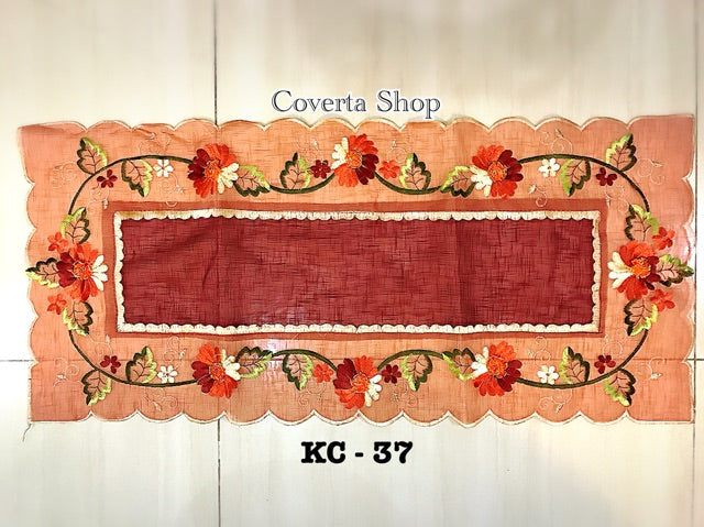 Taplak Meja Tamu Kaca Bordir 40x90cm