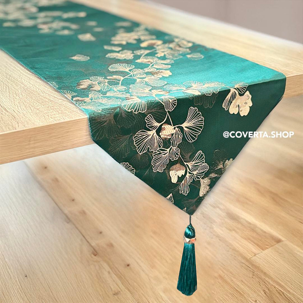 Table Runner Ginkgo - Taplak Meja Makan Estetik Motif Ginkgo | Alas Meja Tamu Minimalis