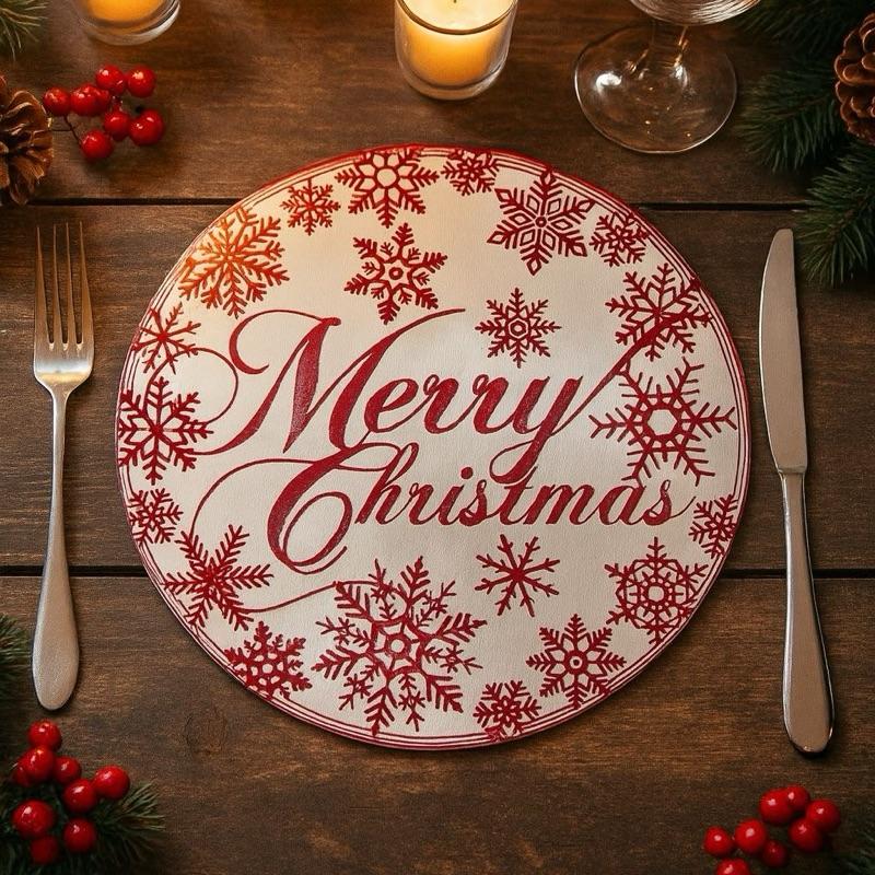 Alas Meja Natal Merry Christmas Premium | Placemat Natal Aksesori Meja Xmas