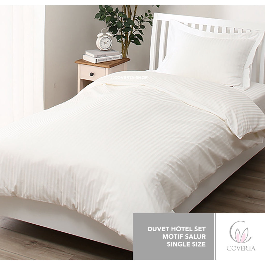 Duvet Hotel Set dan Sprei Hotel Katun Putih Single Bed - 90x200 / 100x200 / 120x200
