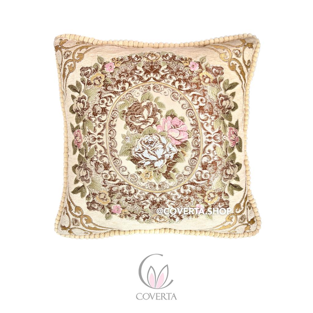 Sarung Bantal Sofa Belgian Floral Premium 45x45cm – Vintage Elegan Bahan Tebal dan Halus