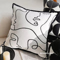 Sarung Bantal Sofa Minimalis Hitam Putih Monochrome – Cushion Cover Motif Modern Scandinavian