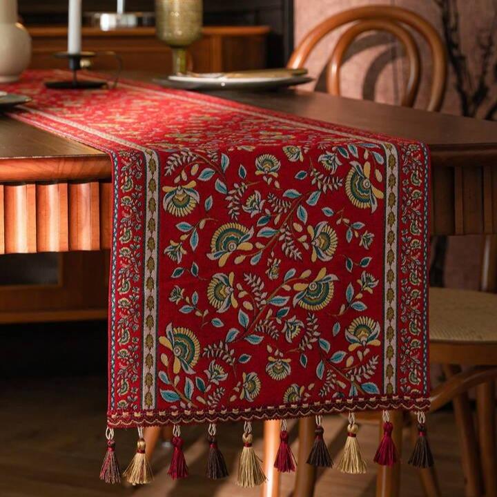 Table Runner Etnik Cotton Linen Taplak Meja Makan Panjang
