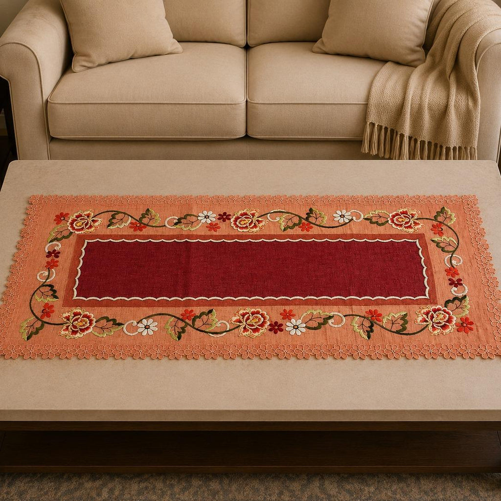 Taplak Meja Tamu Kaca Segi - Bordir 40x90cm