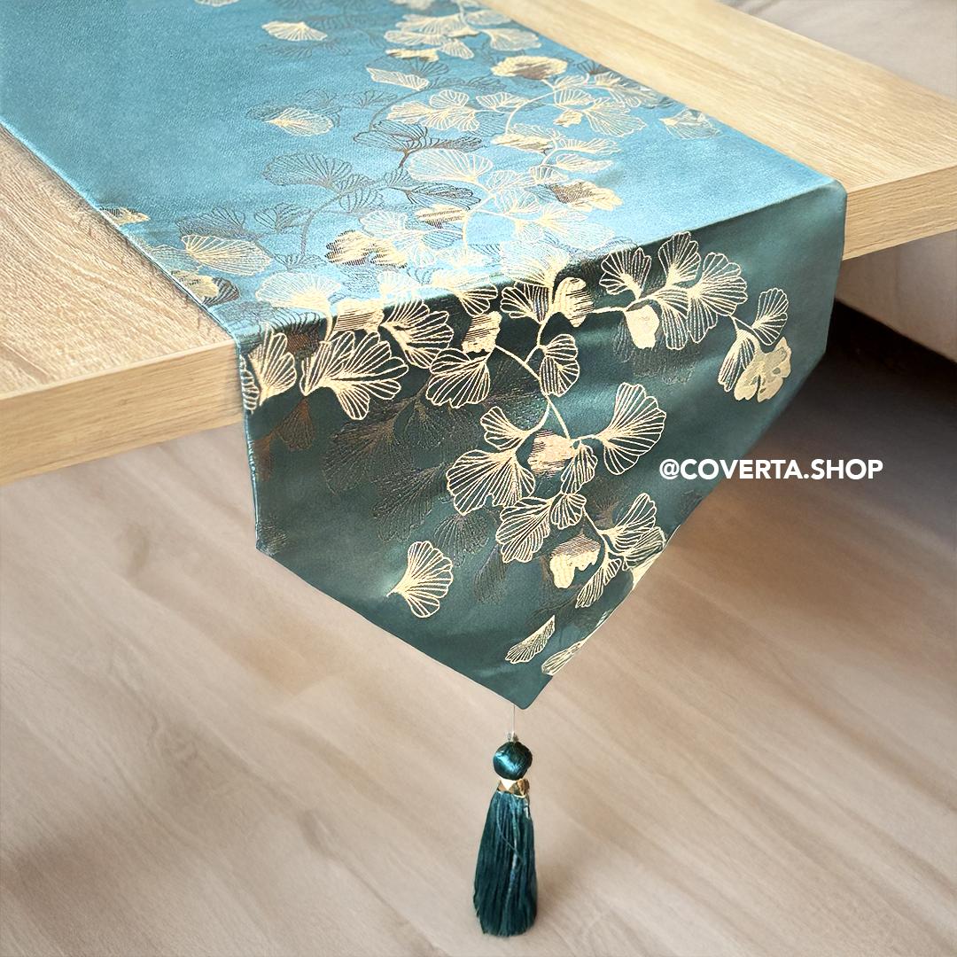 Table Runner Ginkgo - Taplak Meja Makan Estetik Motif Ginkgo | Alas Meja Tamu Minimalis
