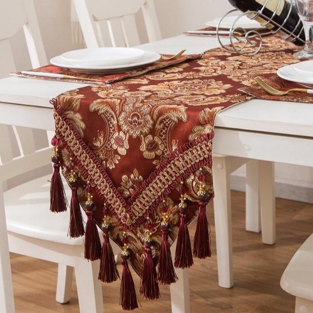 Table Runner Belgia Turki Premium | Alas Meja Tamu | Taplak Meja Kain Mewah Dekorasi Rumah Elegant