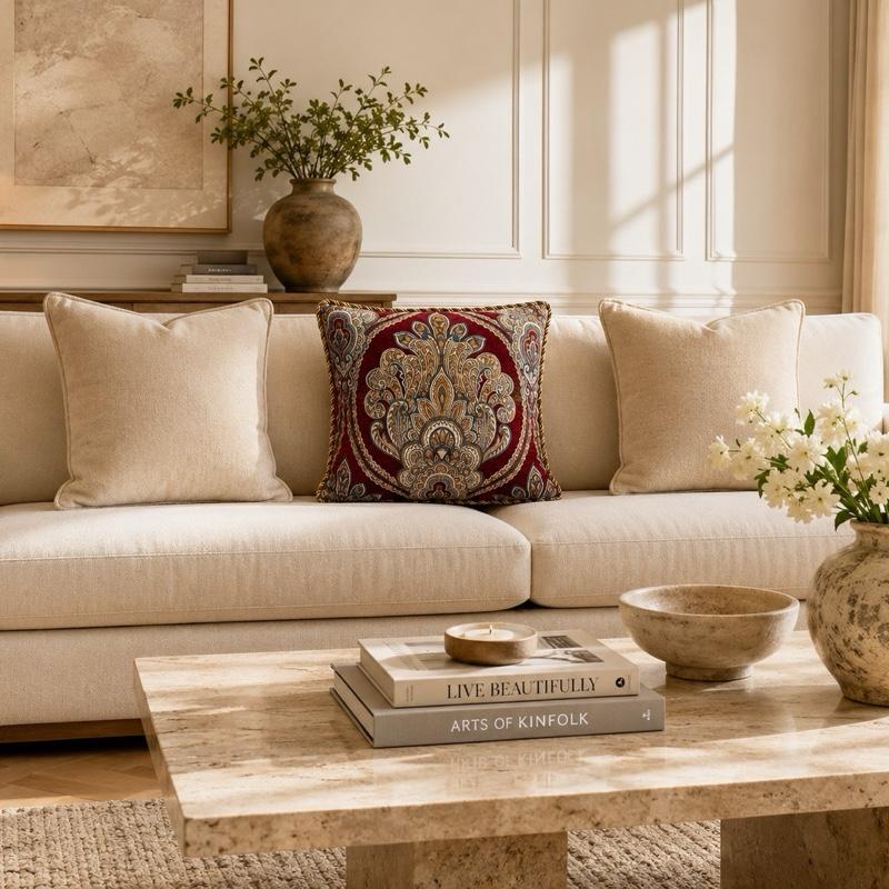 Sarung Bantal Sofa Hurrem | Cushion Cover Premium Klasik Elegan 45x45 cm