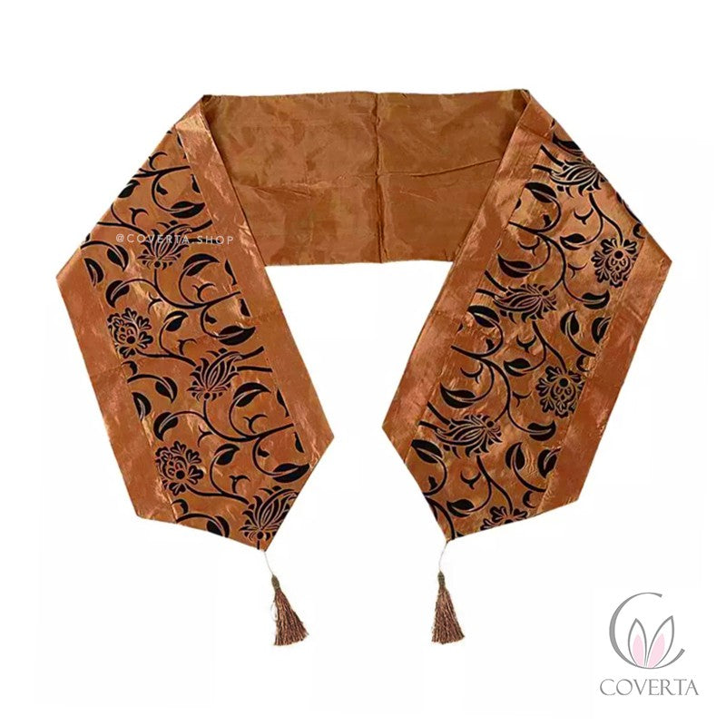 Table Runner Satin - Taplak Meja Panjang Warna Coffee - 30x200cm