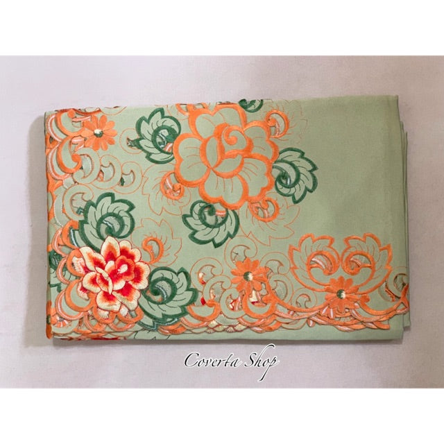 Taplak Meja Makan Bordir Green0601 - 6-8 Kursi - 180x225cm