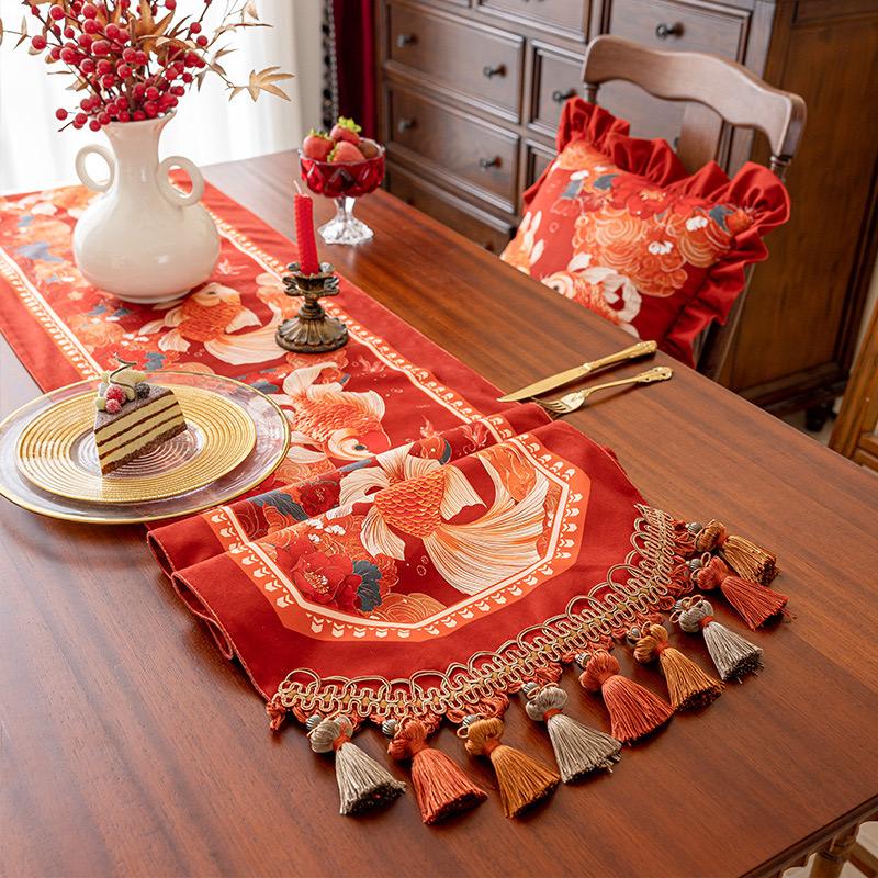 Taplak Meja Imlek Premium Table Runner Series Motif Estetik Dekorasi Rumah Material Premium Tebal Awet Cocok untuk Meja Panjang Makan Tamu