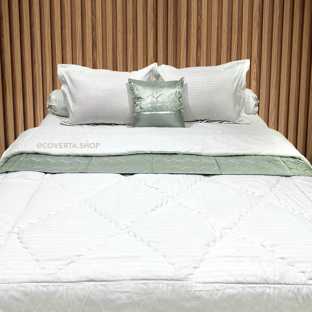 Bed Cover Set Hotel Putih Salur Emboss Atlantic 160/180/200x200x30cm
