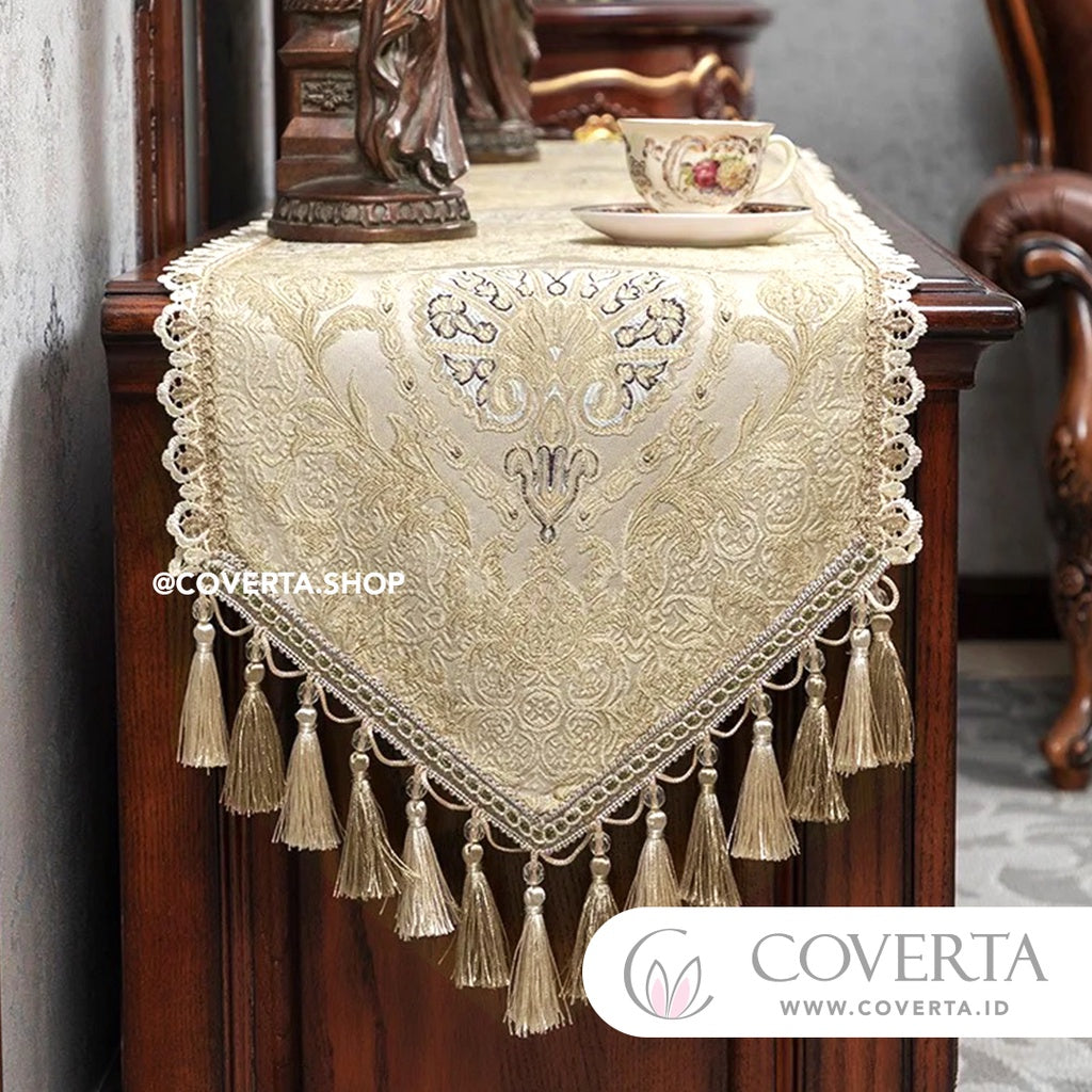 Taplak Meja Tamu Aesthetic Ottoman Table Runner Panjang Dekorasi Meja Makan