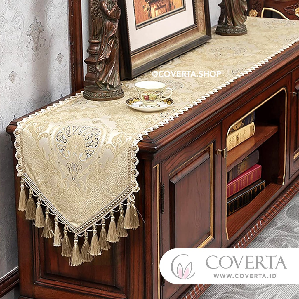 Taplak Meja Tamu Aesthetic Ottoman Table Runner Panjang Dekorasi Meja Makan