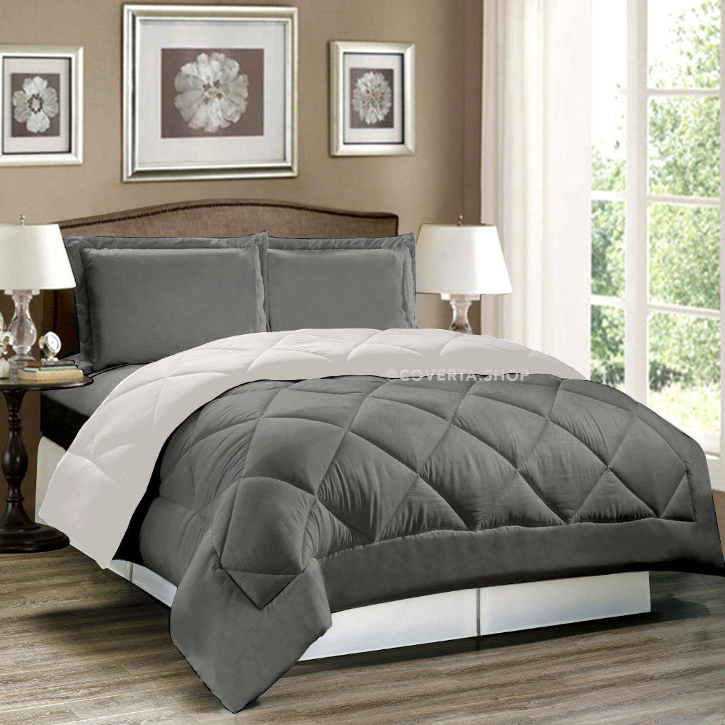 Bed Cover Set Polos Hotel - Kombinasi Warna - 160/180/200x200x30cm