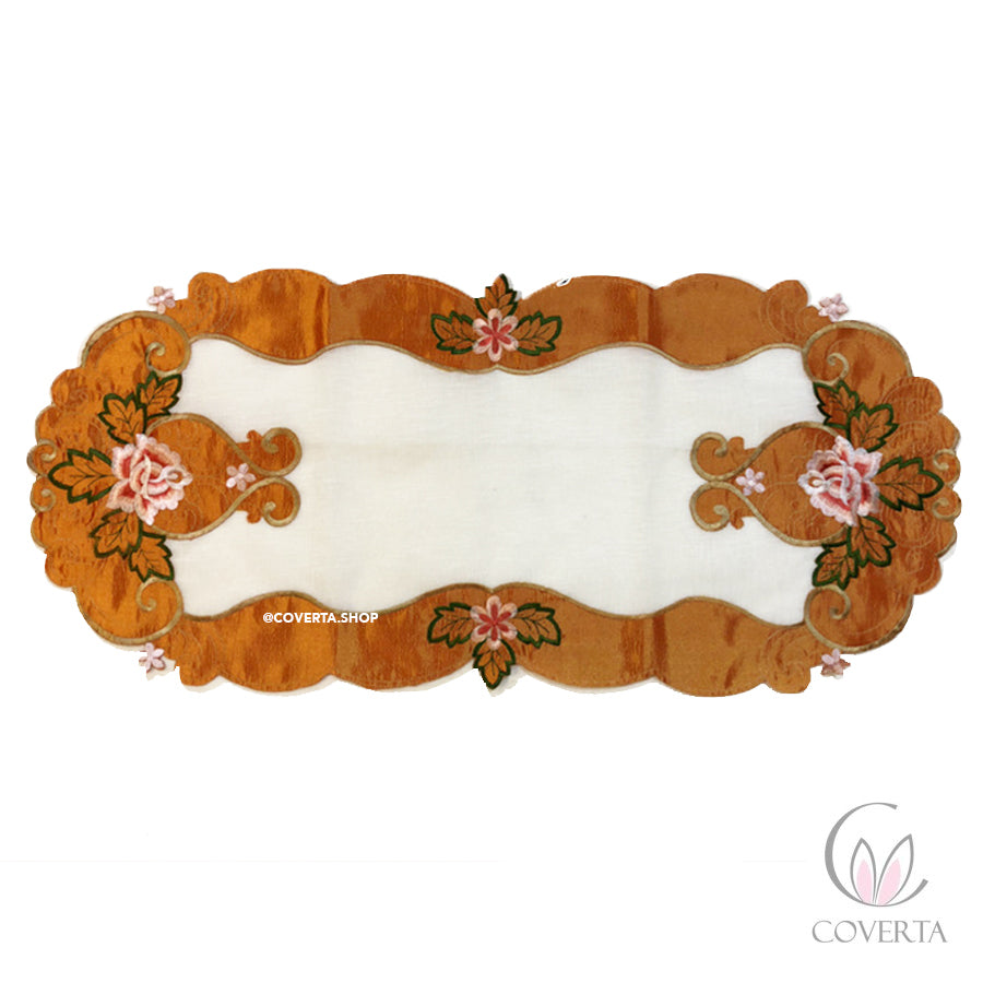 Taplak Meja Tamu Mewah Oval Bordir 40x85cm (Kode B - FT1602)