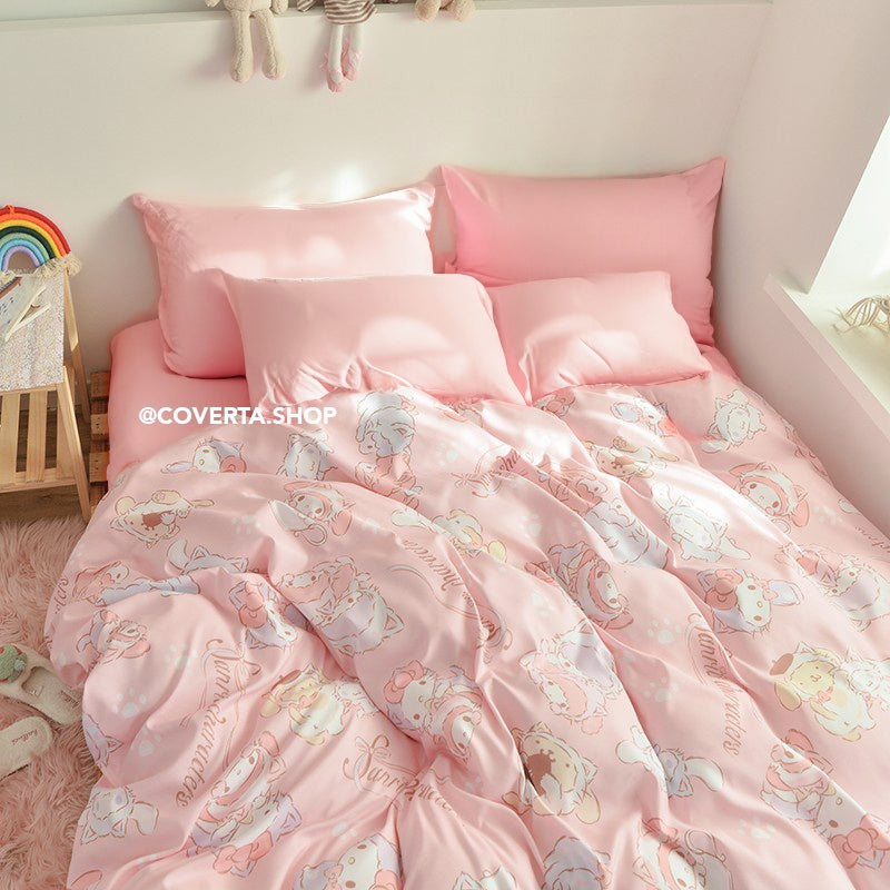Bed Cover Set 120x200 100x200 Katun Motif Sanrio Hello Kitty My Melody Cinnamorol