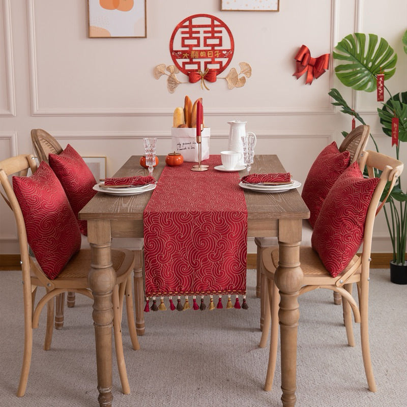 Table Runner Aesthetic GLAM Red | Taplak Meja Panjang Merah