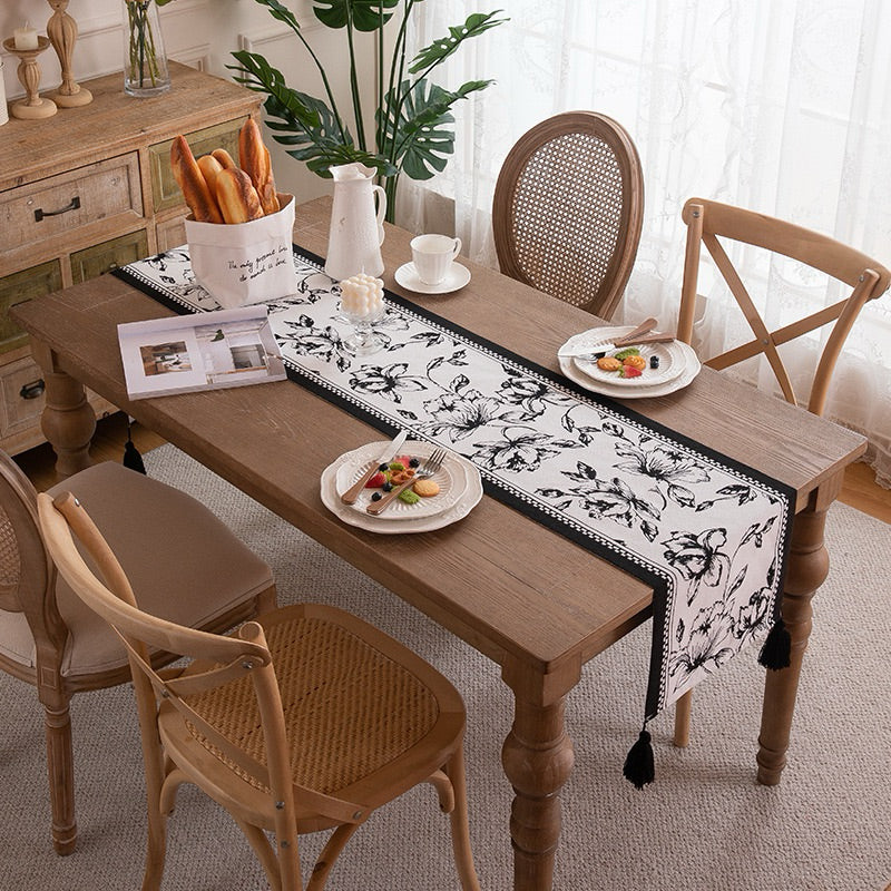 Table Runner Aesthetic Minimalis | Taplak Meja Panjang Monochrome