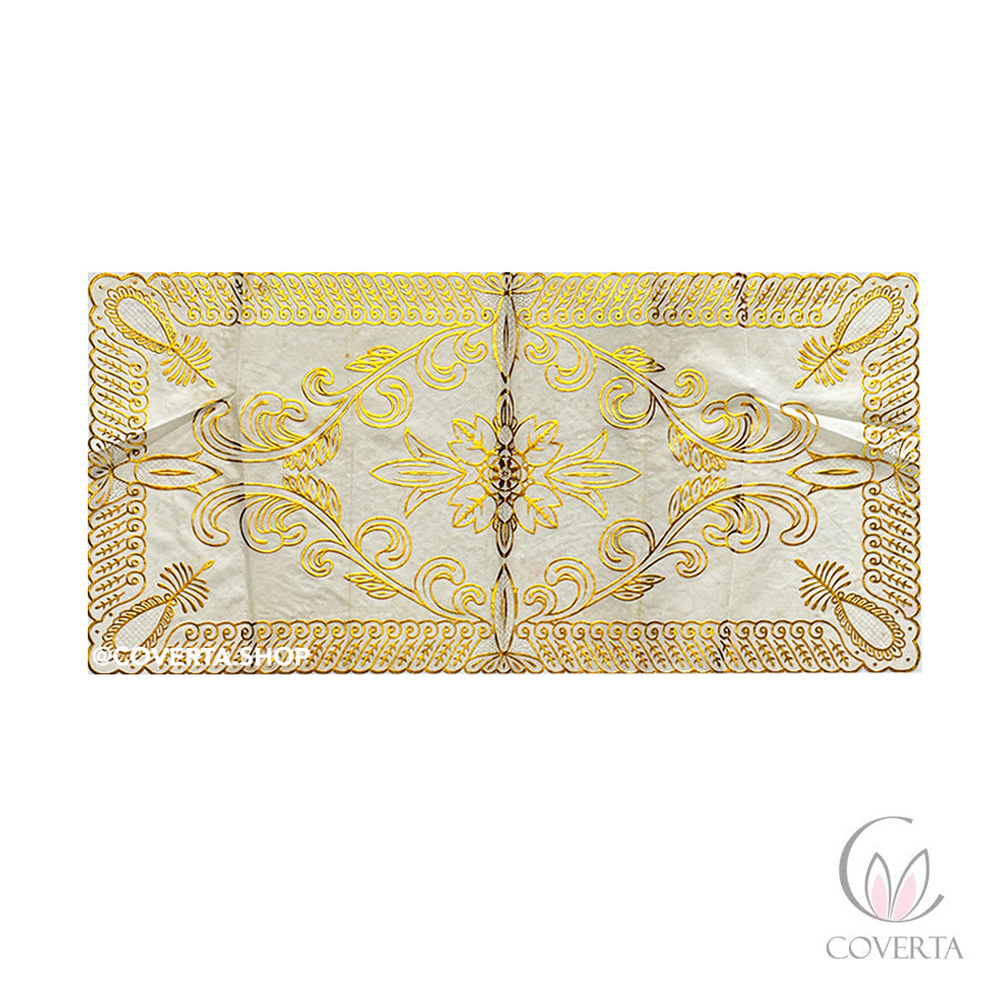 Taplak Meja Tamu Segi Panjang Plastik Gold 40x85cm