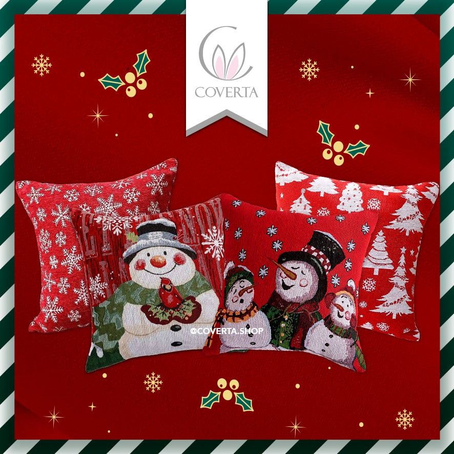 Sarung Bantal Kursi Sofa Christmas Natal 45x45cm Motif Snowman Premium Series