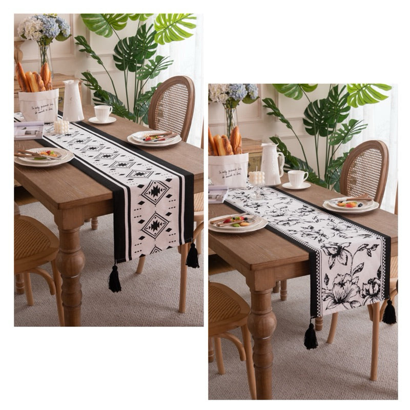 Table Runner Aesthetic Minimalis | Taplak Meja Panjang Monochrome