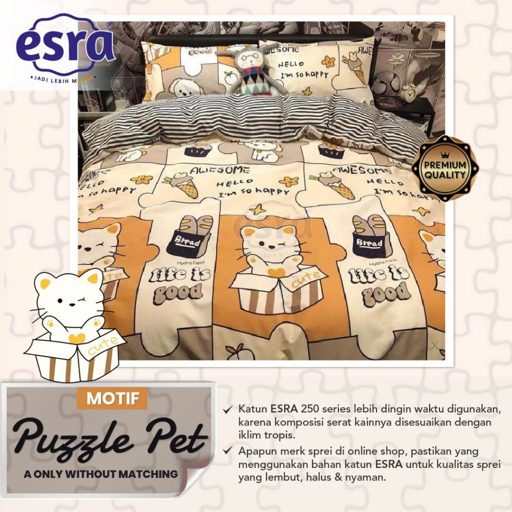 Bella Vista Bed Cover Single Set Karakter Anak - 120x200x30cm (Labubu, Dinosaur, Hello Kitty, Animals, dll)