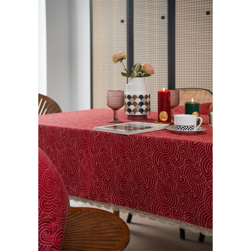 Taplak Meja Makan Kain Motif GLAM Red | Taplak Meja Aesthetic