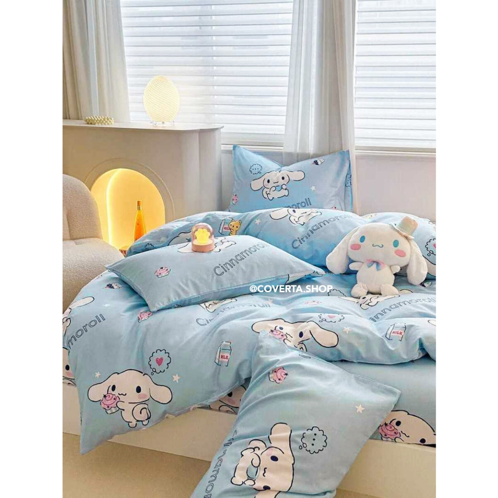Badcover set 160x200 180x200 200x200 Katun Motif Labubu Sanrio Hello Kitty Cinnamorol Kuromi My Melody