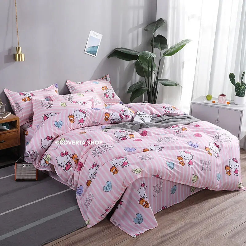 Badcover set 160x200 180x200 200x200 Katun Motif Labubu Sanrio Hello Kitty Cinnamorol Kuromi My Melody