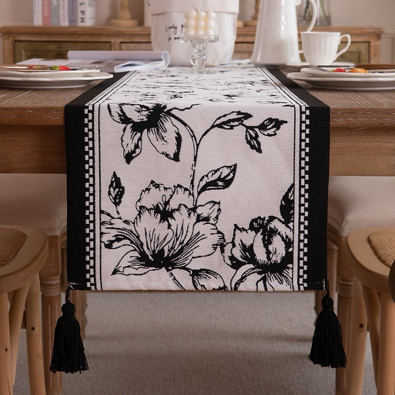 Table Runner Aesthetic Minimalis | Taplak Meja Panjang Monochrome
