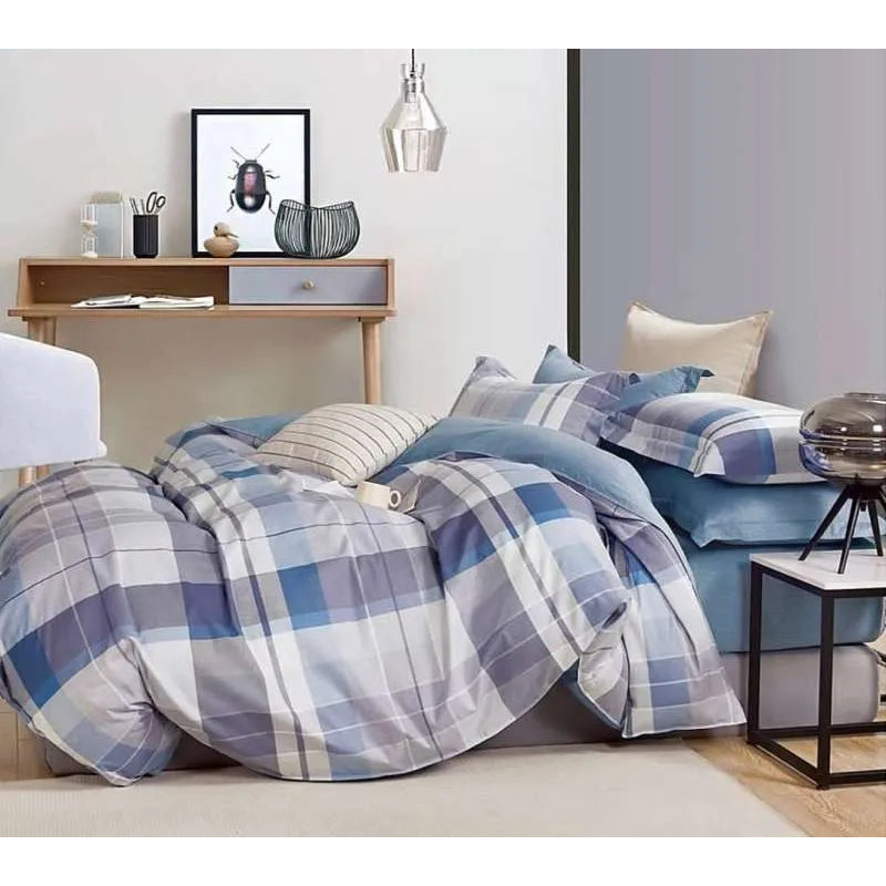 Bed Cover Set Katun - Bella Vista 180x200x30cm Motif Kotak-Kotak