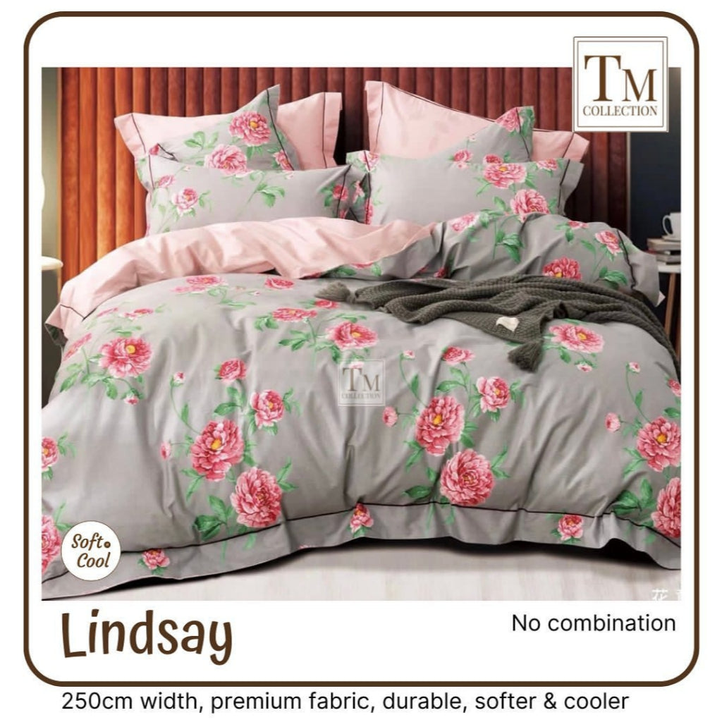 Bedcover Set Katun Motif Bunga 160/180/200x200x30cm